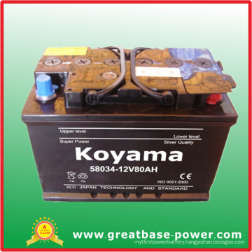 58034 Auto Starting Car Battery 12V 80ah DIN Battery